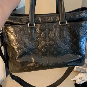 Coach laptop bag black leather